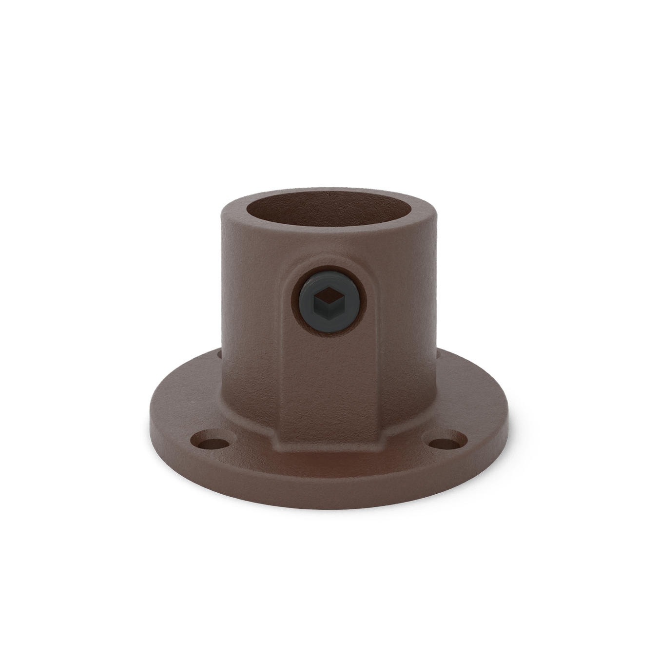 Buiskoppeling Ronde voetplaat met doorloop - vintage bruin-C / 33,7 mm